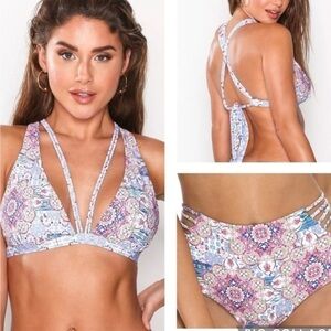 Revolve Luli Fama Pastel Azucar Magda Halter Top and Delicia Bottom Swimsuit Set